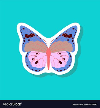 Butterfly paper sticker on stylish background vector image