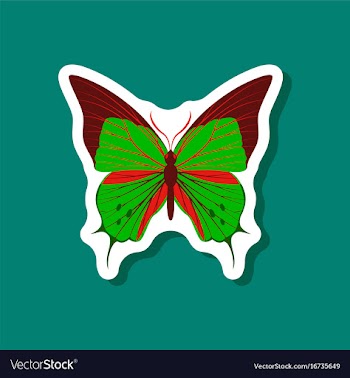 Butterfly paper sticker on stylish background vector image