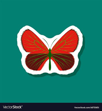 Butterfly paper sticker on stylish background vector image