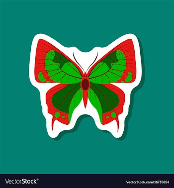 Butterfly paper sticker on stylish background vector image