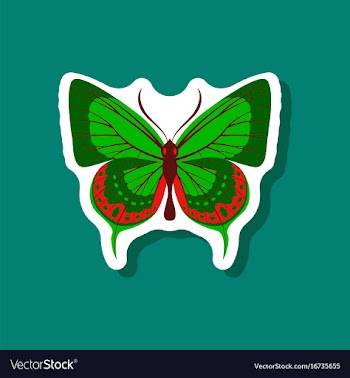 Butterfly paper sticker on stylish background vector image
