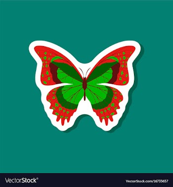 Butterfly paper sticker on stylish background vector image