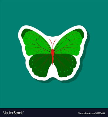 Butterfly paper sticker on stylish background vector image
