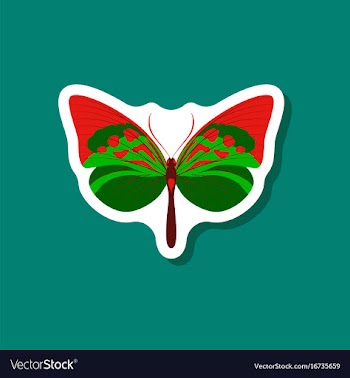 Butterfly paper sticker on stylish background vector image
