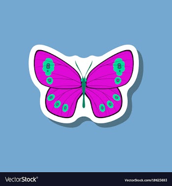 Butterfly paper sticker on stylish background vector image