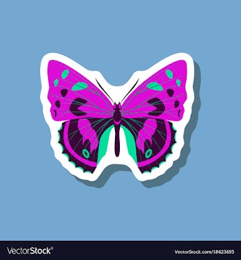 Butterfly paper sticker on stylish background vector image