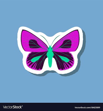 Butterfly paper sticker on stylish background vector image
