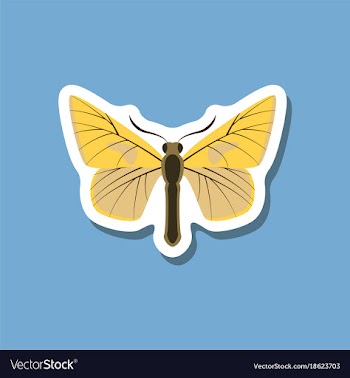 Butterfly paper sticker on stylish background vector image