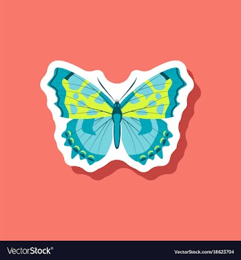 Butterfly paper sticker on stylish background vector image