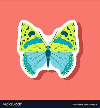 Butterfly paper sticker on stylish background vector image
