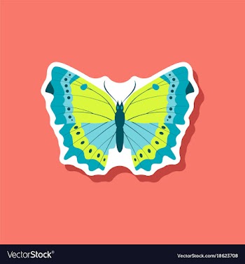 Butterfly paper sticker on stylish background vector image