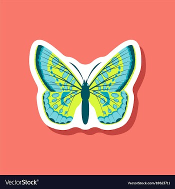 Butterfly paper sticker on stylish background vector image