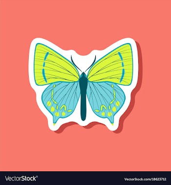 Butterfly paper sticker on stylish background vector image