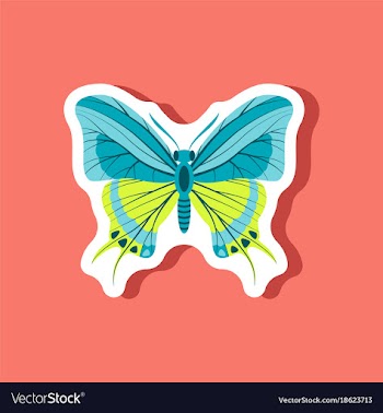 Butterfly paper sticker on stylish background vector image