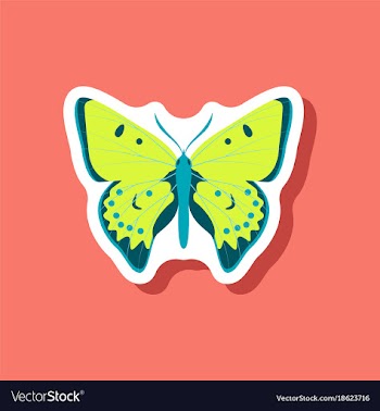 Butterfly paper sticker on stylish background vector image