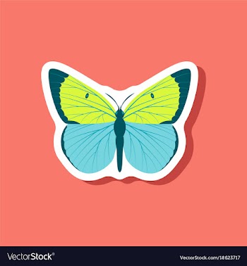 Butterfly paper sticker on stylish background vector image