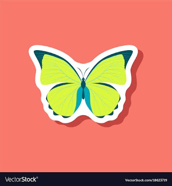 Butterfly paper sticker on stylish background vector image