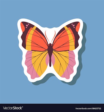 Butterfly paper sticker on stylish background vector image