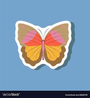 Butterfly paper sticker on stylish background vector image