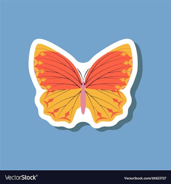 Butterfly paper sticker on stylish background vector image