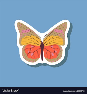 Butterfly paper sticker on stylish background vector image