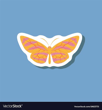 Butterfly paper sticker on stylish background vector image