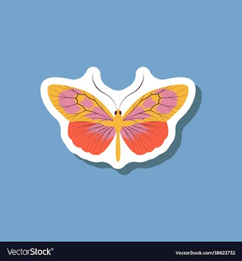 Butterfly paper sticker on stylish background vector image