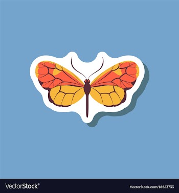 Butterfly paper sticker on stylish background vector image