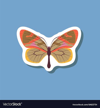 Butterfly paper sticker on stylish background vector image