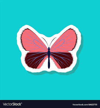 Butterfly paper sticker on stylish background vector image