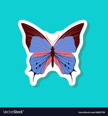 Butterfly paper sticker on stylish background vector image