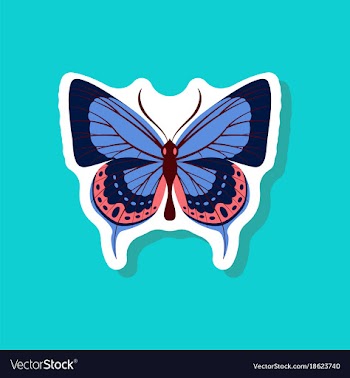Butterfly paper sticker on stylish background vector image