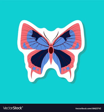 Butterfly paper sticker on stylish background vector image