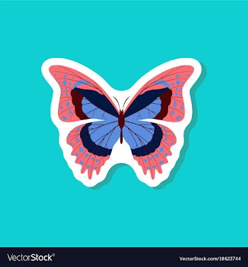 Butterfly paper sticker on stylish background vector image