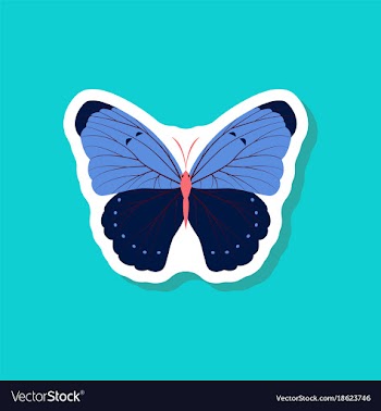 Butterfly paper sticker on stylish background vector image