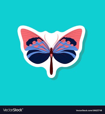 Butterfly paper sticker on stylish background vector image