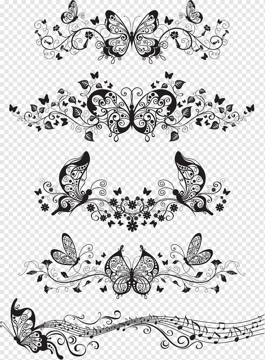 Butterfly Pattern, pattern, white, shading, monochrome png