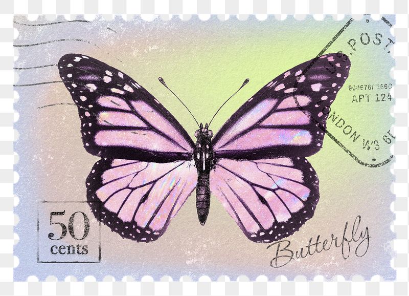 Butterfly png post stamp sticker, | Free PNG - rawpixel