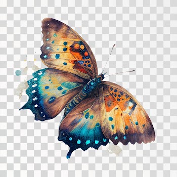 Butterfly PNG transparent, watercolor, no background