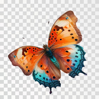 Butterfly PNG transparent, watercolor, no background