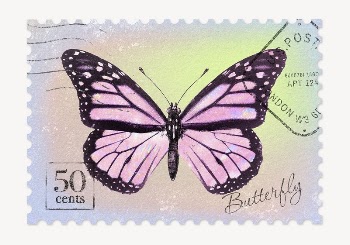 Butterfly postage stamp, animal collage | Free PSD - rawpixel
