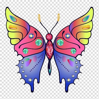Butterfly , Rhinestone colorful butterfly transparent background PNG clipart