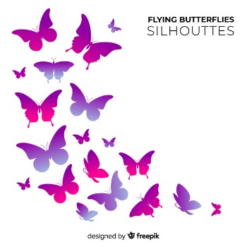 Butterfly silhouettes swarm Free Vector