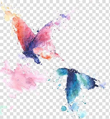 Butterfly Watercolor painting Art, Ink Butterfly, blue and green butterflies painting transparent background PNG clipart