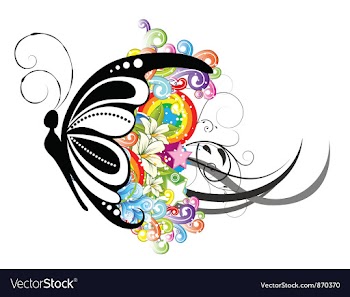 Butterfly with floral vector image