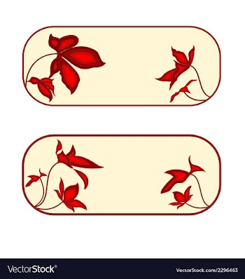 Button banner rectangle with red flowers vector image