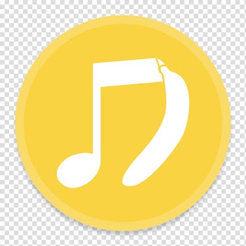 Button UI Requests, round yellow and white song note and fruit icon transparent background PNG clipart