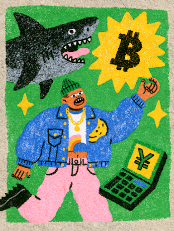 Buy the Dip: Retro-Inspired Crypto Illustration