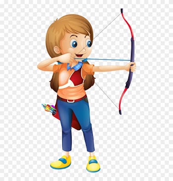 Buy Young Lady Playing Archery By Interactimages On - Girl With Bow And Arrow Cartoon