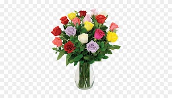 By Http - 18 Multi-color Long-stem Roses Bouquet | Flower Delivery